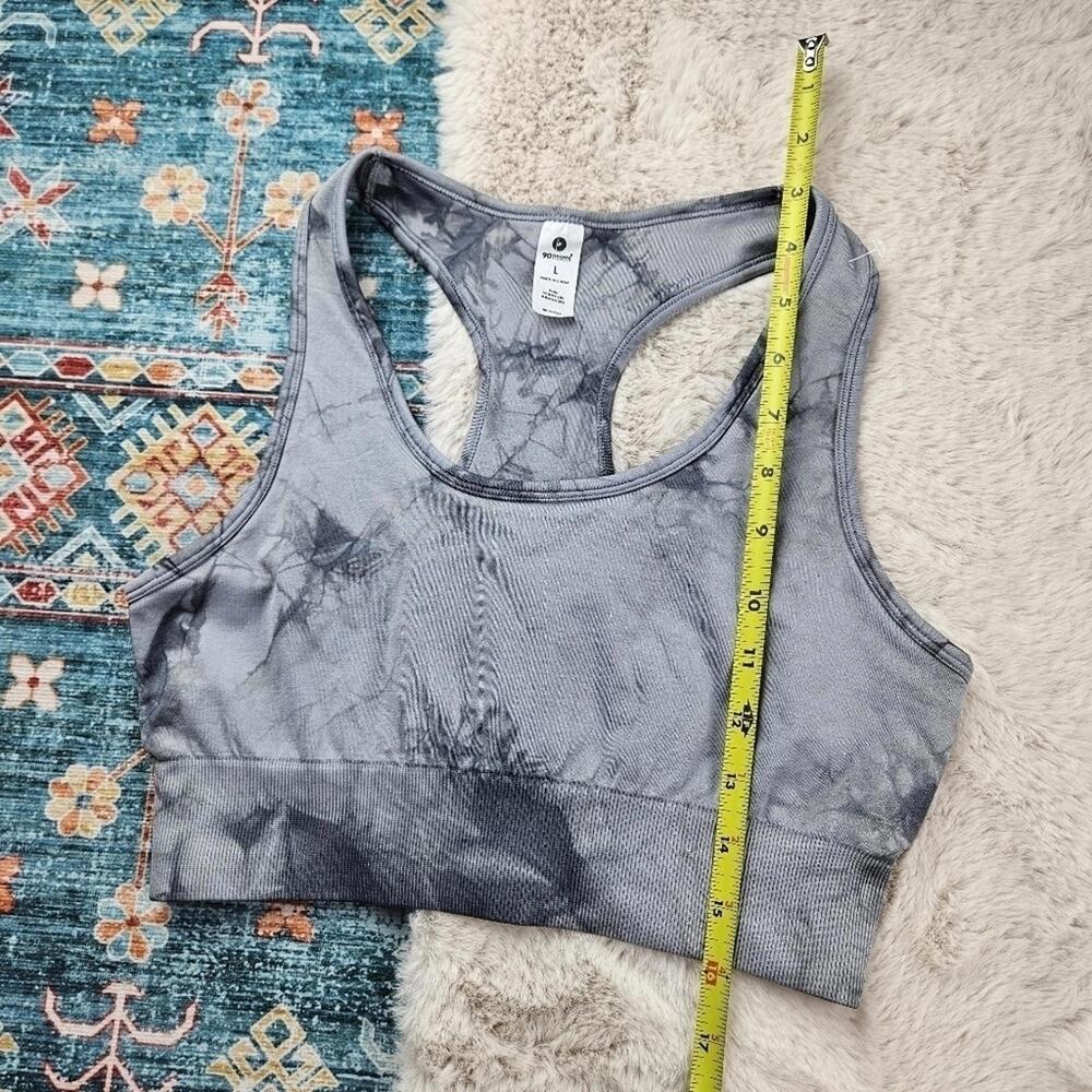 90 Degree by Reflex Gray Tie Dye Racerback Sports Bra Large - Picture 3 of 5